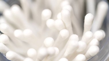 Isolated close up clean cotton buds