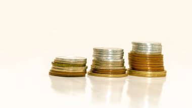 close up Coin stacks