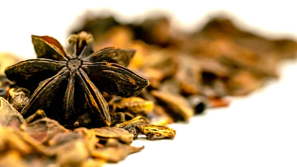 Isolated close up Star anise fruit with seed