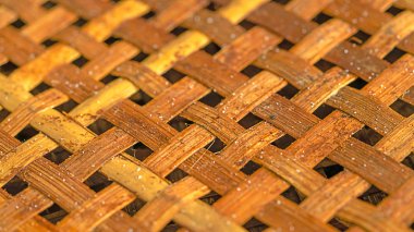 Bambu sepeti elle yapılmış doku arka planı. Bambudan örülmüş.