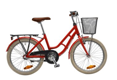 İzole edilmiş Kırmızı Çocuklar Sepetli Bisiklet 