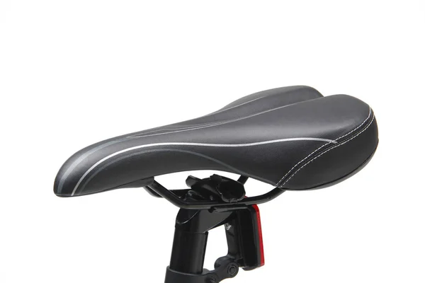 Bicicleta aislada Negro Saddle en perspectiva vista con bac blanco — Foto de Stock