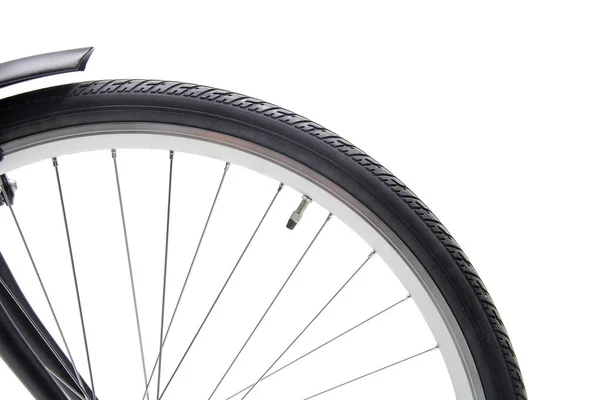 Isolerad cykel hjul, fender, däck, ventil och talade — Stockfoto