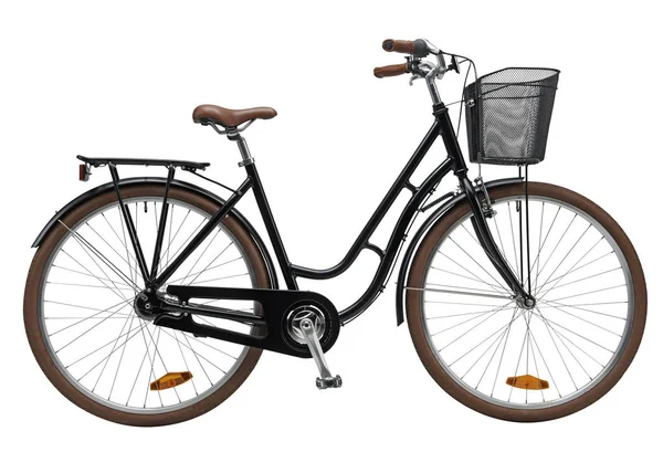 Black Urban City Bike Geïsoleerd Witte Achtergrond Fiets — Stockfoto