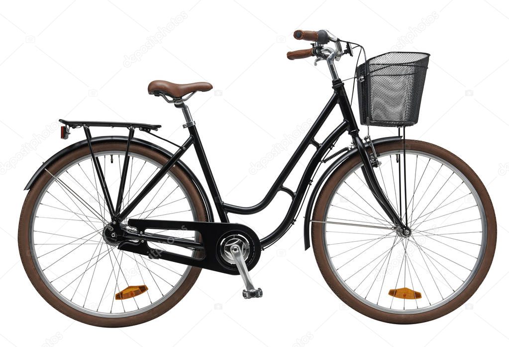 Black Urban City Bike Isolated on white background. Bicycle