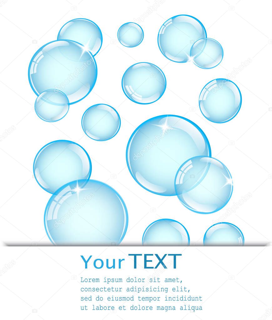 square background with shiny soap bubbles and space for text