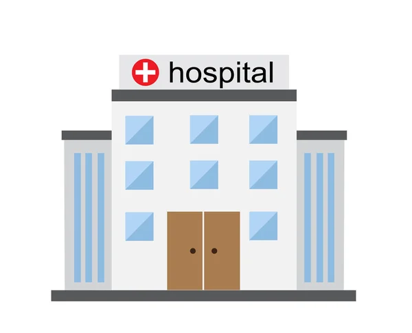 Ένα Απλό Λευκό Νοσοκομείο Κτίριο Ένα Σταυρό Μια Πινακίδα — Διανυσματικό Αρχείο