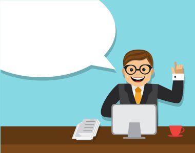 masada oturan ve yukarı doğru işaret söz işadamı parmak