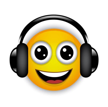 müzik ve gülümseyen kulaklık neşeli sarı parlak ifade