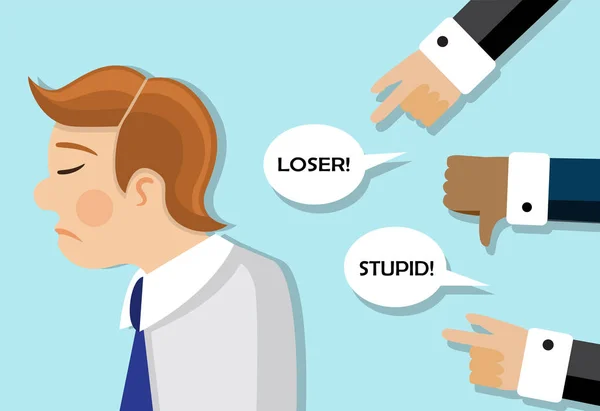 Businessman Stands Sad His Back Scold Insult Him — Stock Vector