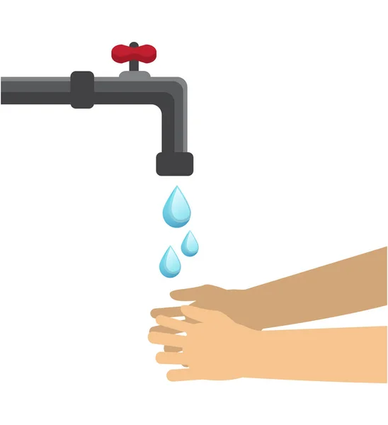 Drops Water Fall Tap Wash Hands — Stock Vector