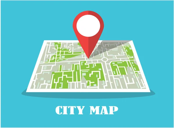 Mapa Papel Área Ponto Localização Vermelho Localização — Vetor de Stock