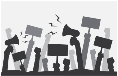 Ayaklanmalar ve protestolar megafonlar ve muhalif tabelalar taşıyor.