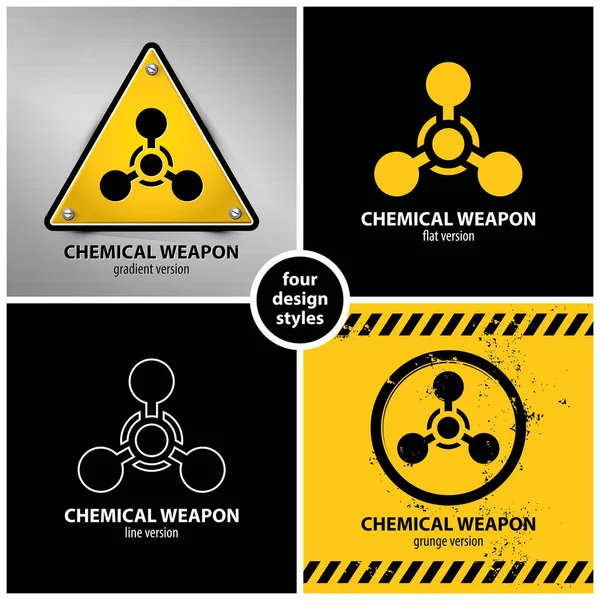 Set Von Symbolen Für Chemische Waffen Die Vier Einzigartige Gestaltungselemente — Stockvektor