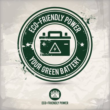 alternatif çevre dostu güç damgası içeren: iki çevresel ses Eko motifleri daire kare, grunge mürekkep lastik damgası etkisi, dokulu karton kağıt arka plan, eps10 vektör çizim