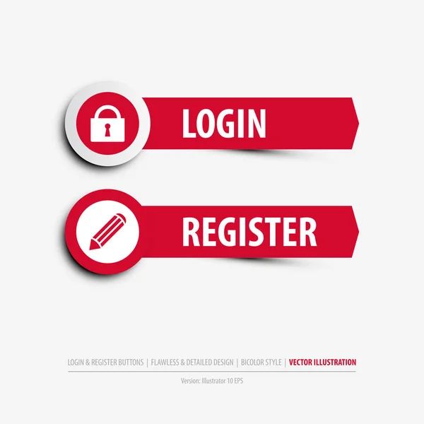Login Register Buttons Containing Two Different Web Buttons Login Register — стоковый вектор