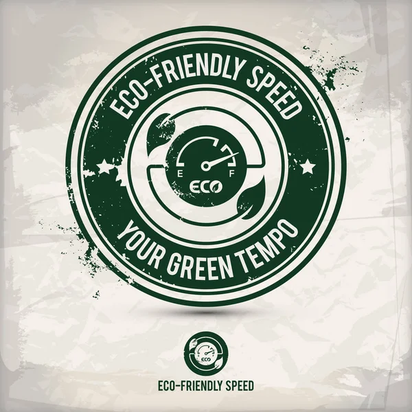 alternatif eko dostu araba kurulu damgası içeren: iki çevresel ses Eko motifleri daire kare, grunge mürekkep lastik damgası etkisi, dokulu karton kağıt arka plan, eps10 vektör çizim