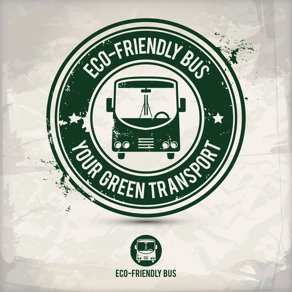 Selo Ônibus Ecológico Alternativo Contendo Dois Motivos Ecológicos Ambientalmente Sólidos — Vetor de Stock