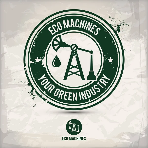 Sello Máquina Ecológica Alternativa Que Contiene Dos Motivos Ecológicos Ambientalmente — Vector de stock