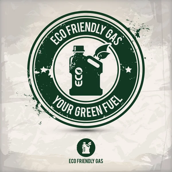 Selo Gás Ecológico Alternativo Contendo Dois Motivos Ecológicos Ambientalmente Sólidos — Vetor de Stock