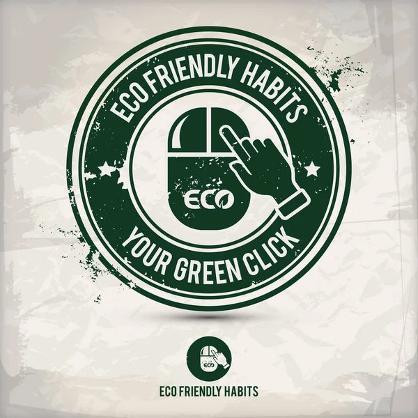 Selo Hábitos Ecológicos Alternativos Contendo Dois Motivos Ecológicos Ambientalmente Sólidos — Vetor de Stock