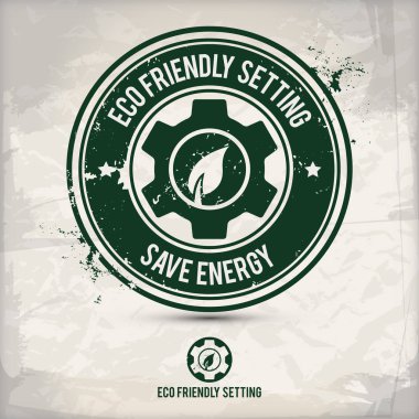 Alternatif eco ayarı damgası içeren: iki çevresel ses Eko motifleri daire kare, grunge mürekkep lastik pul etkisi, dokulu kağıt arka plan, eps10 vektör çizim