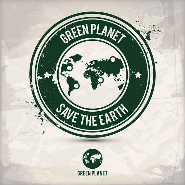 Альтернативна Марка Зеленої Планети Містить Два Екологічно Здорові Екологічні Мотиви — стоковий вектор