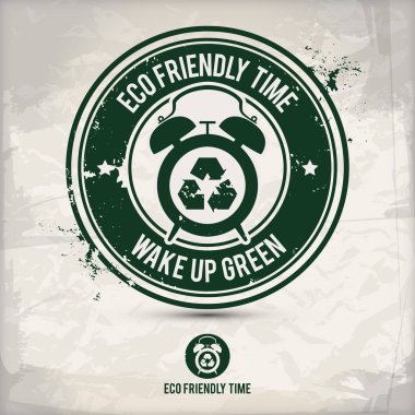 alternatif eko zaman damgası içeren: iki çevresel ses Eko motifleri daire kare, grunge mürekkep lastik pul etkisi, dokulu kağıt arka plan, eps10 vektör çizim