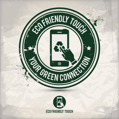 alternatif eko dokunmatik damgası içeren: iki çevresel ses Eko motifleri daire kare, grunge mürekkep lastik pul etkisi, dokulu kağıt arka plan, eps10 vektör çizim