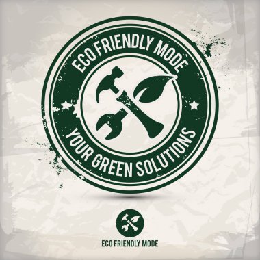 Alternatif Eko modu damgası içeren: iki çevresel ses Eko motifleri daire kare, grunge mürekkep lastik pul etkisi, dokulu kağıt arka plan, eps10 vektör çizim