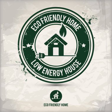 alternatif eko ev damgası içeren: iki çevresel ses Eko motifleri daire kare, grunge mürekkep lastik pul etkisi, dokulu kağıt arka plan, eps10 vektör çizim