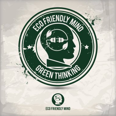 alternatif eko dostu zihin damgası içeren: iki çevresel ses Eko motifleri daire kare, grunge mürekkep lastik pul etkisi, dokulu kağıt arka plan, eps10 vektör çizim