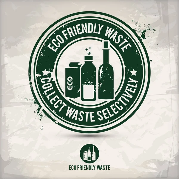 Alternatywne Eco Odpadów Zawierających Znaczek Dwa Motywy Ekologiczny Eco Okrąg — Wektor stockowy