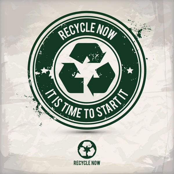 Selo Emblema Reciclagem Alternativa Contendo Dois Motivos Ecológicos Ambientalmente Sólidos — Vetor de Stock