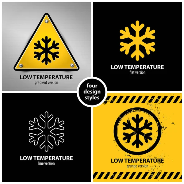 Serie di simboli di avvertimento a bassa temperatura — Vettoriale Stock