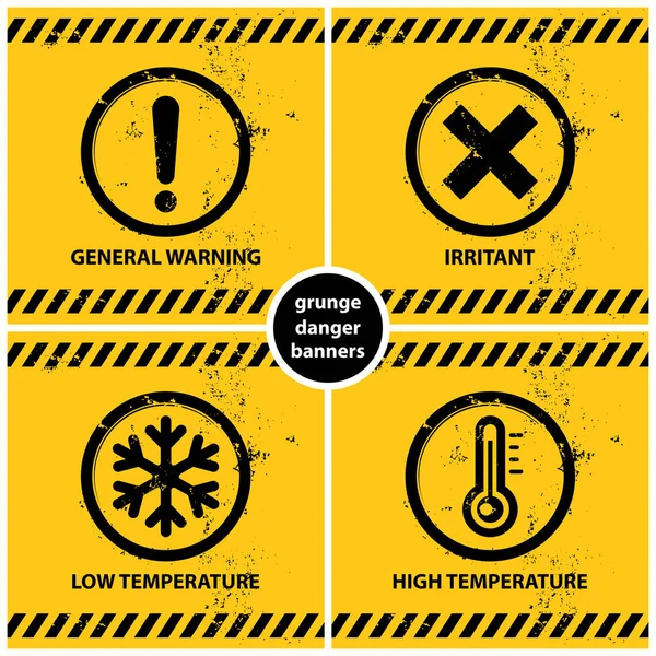 Conjunto de pancartas de advertencia de grunge — Vector de stock