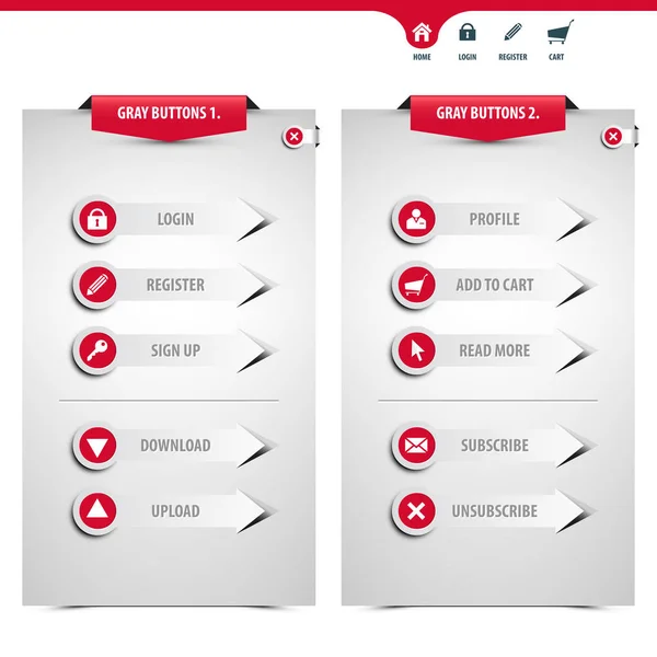 Conjunto de botones web grises — Archivo Imágenes Vectoriales