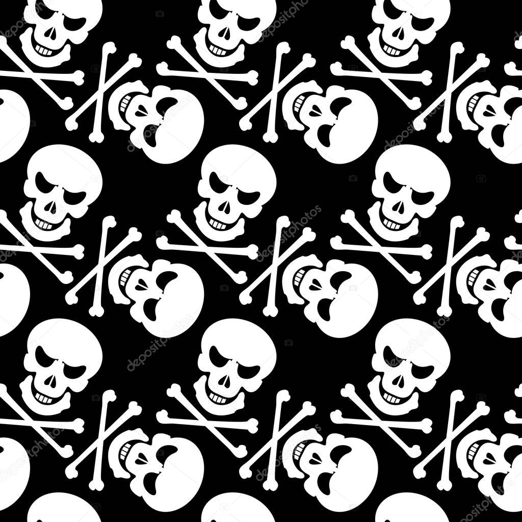 black and white seamless pattern with skulls