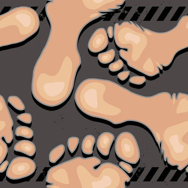 Patrón sin costuras con los pies desnudos — Vector de stock