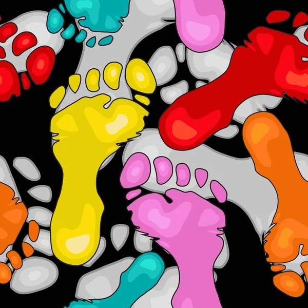 다채로운 발자국 원활한 패턴 — 스톡 벡터