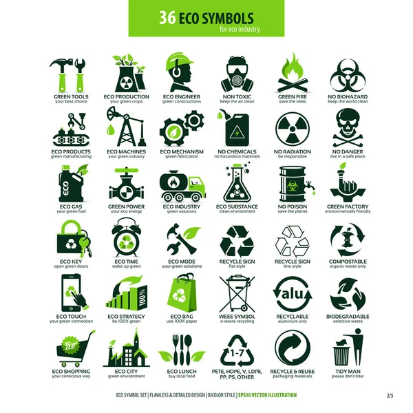 36 symboles pour l'éco-industrie — Image vectorielle