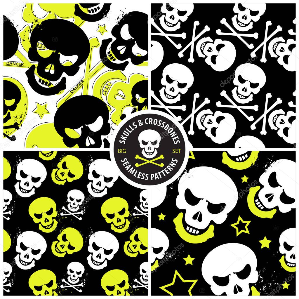set of seamless patterns with skulls