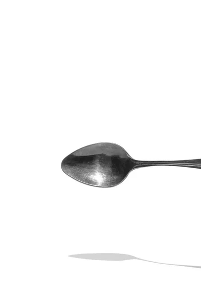 Teaspoon Top View Reflection Isolated White Background — Stock Photo, Image