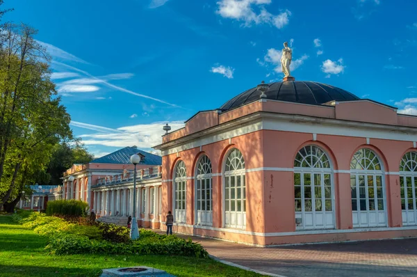 Vorontsov Manor. Northern service building (greenhouse) in Vorontsovo manor (Vorontsov Park). September 2018, Moscow, Russia