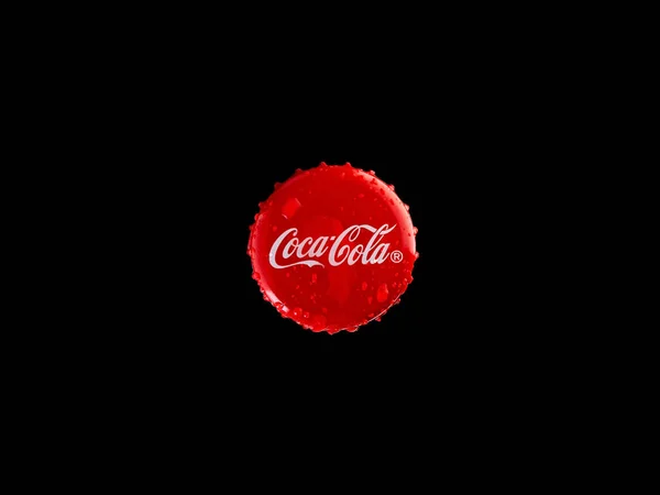 Coca Cola Bouchon Gouttes Eau Sur Une Bouteille Verre Classique — Photo