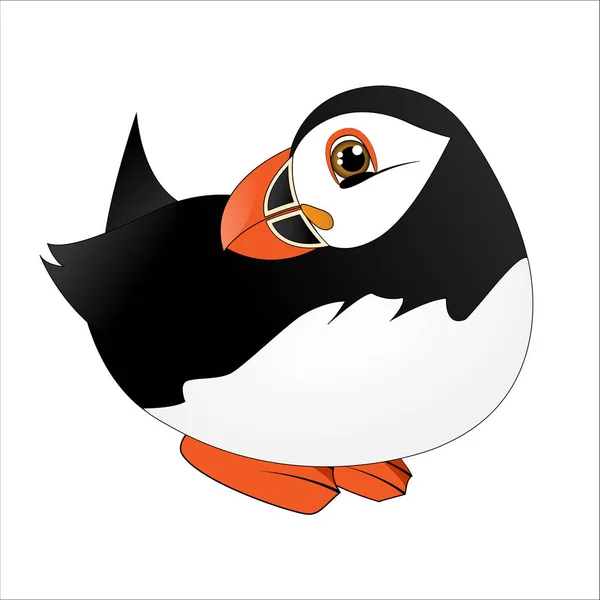 Puffin Carino Uccello Artico Cartone Animato — Vettoriale Stock