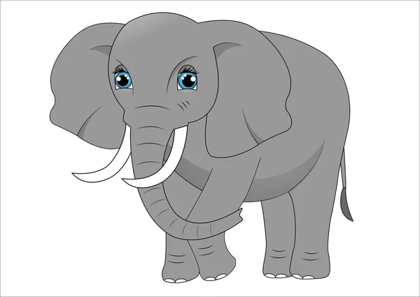 Lindo Elefante Dibujos Animados Vector — Vector de stock