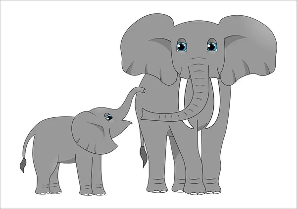 Elefante Adulto Elefante Bebé — Vetor de Stock