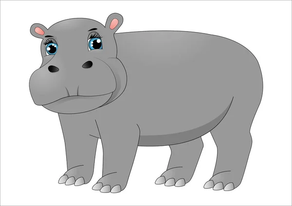 Bonito Desenho Animado Hipopótamo Vetor — Vetor de Stock