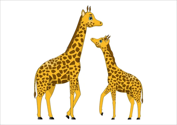 Família Girafas Desenhos Animados Bonitos — Vetor de Stock